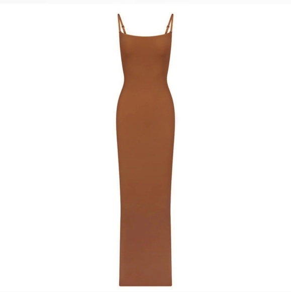 2. NWT SKIMS FITS EVERYBODY LONG SLIP DRESS IN BRONZE - Picture 1 of 5